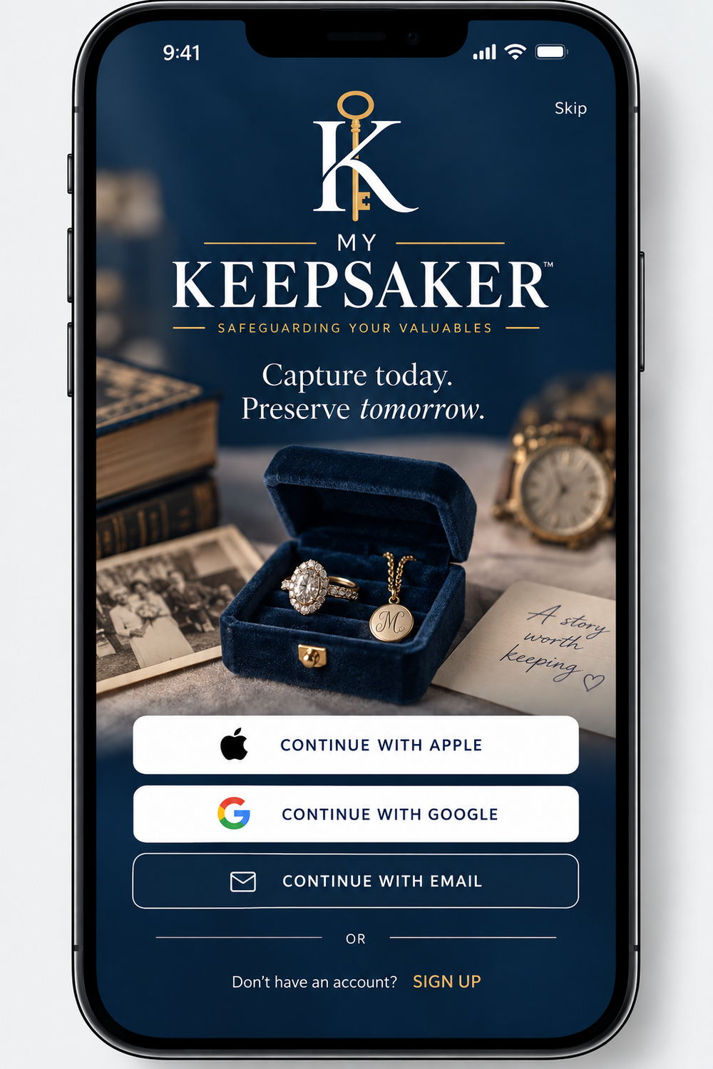My Keepsaker digital app for organizing family heirlooms, valuables and keepsakes